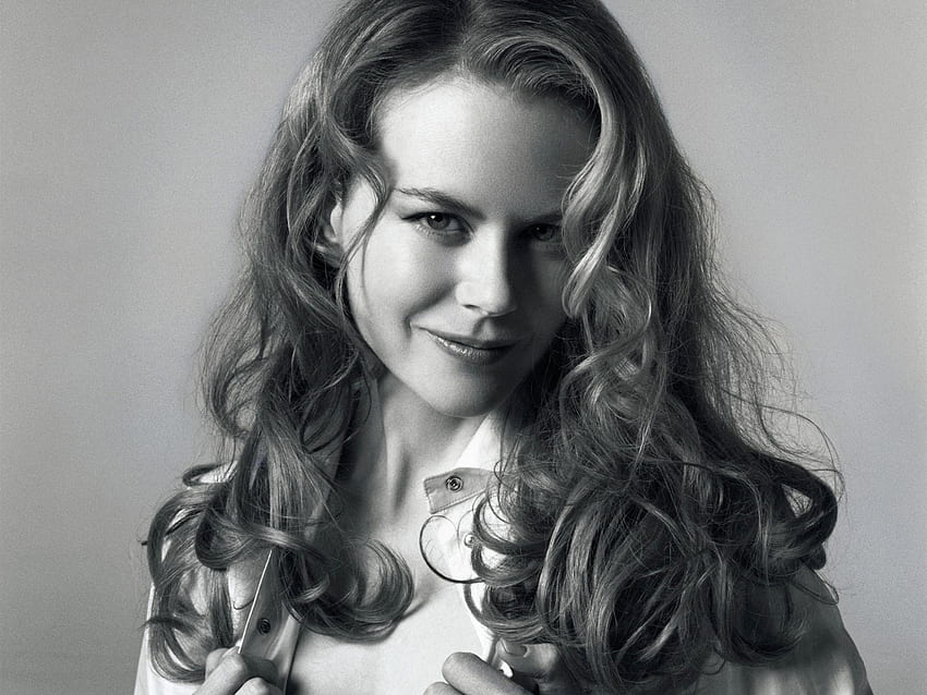 Nicole Kidman, weiß, schwarz, Gesicht, bw, Mädchen, Schauspielerin, Frau HD-Hintergrundbild