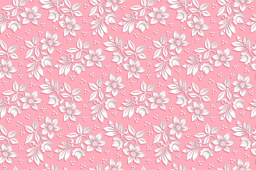 テクスチャ、ピンク、白、花、紙、パターン 高画質の壁紙