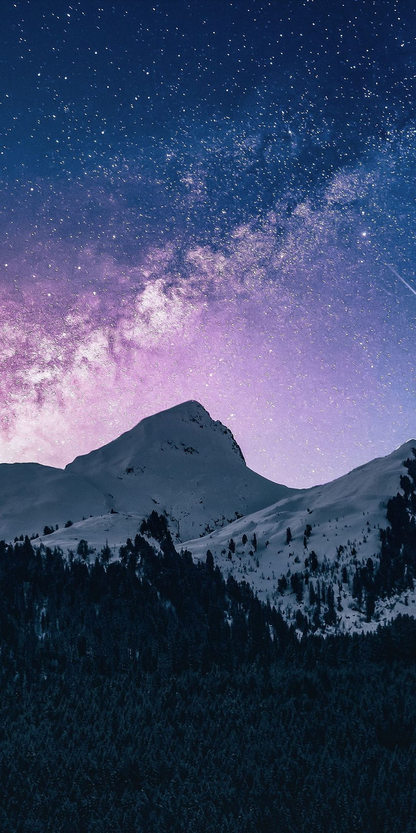 Rentang pegunungan, langit, malam, bima sakti, . Langit malam, iPhone musim dingin, Musim Dingin, Galaksi Salju wallpaper ponsel HD