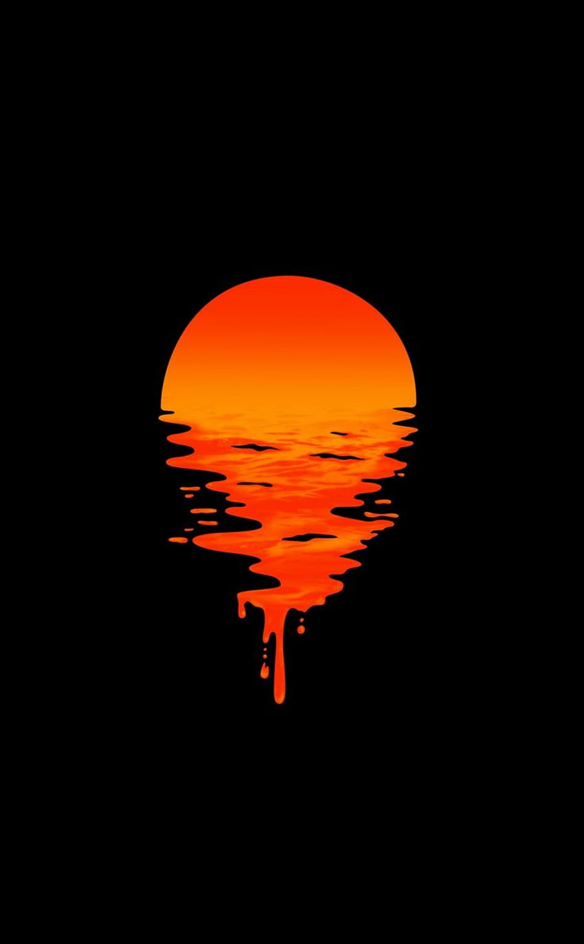 Lake, sunset, orange, minimal, dark . Dark phone , Dark background , dark, Minimalist Black and Orange HD phone wallpaper