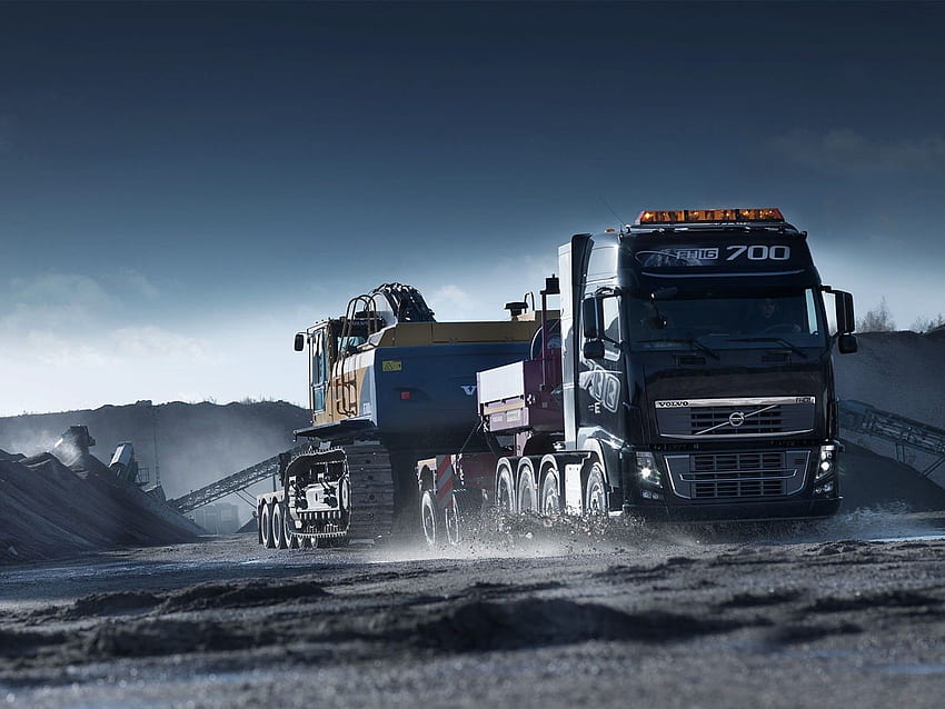 ボルボの大型トラック。 トラック、大型トラック、ボルボ トラック、建設用トラック 高画質の壁紙