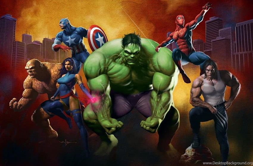 Marvel Superheroes Team Funny Background HD wallpaper