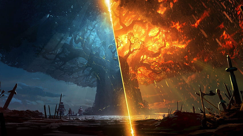 World of Warcraft: Schlacht um Azeroth, Hölle und Himmel für iMac 27 Zoll, 2560 x 1440 World of Warcraft HD-Hintergrundbild