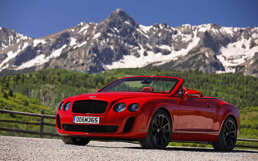 Bentley, montanhas, carro, vermelho papel de parede HD