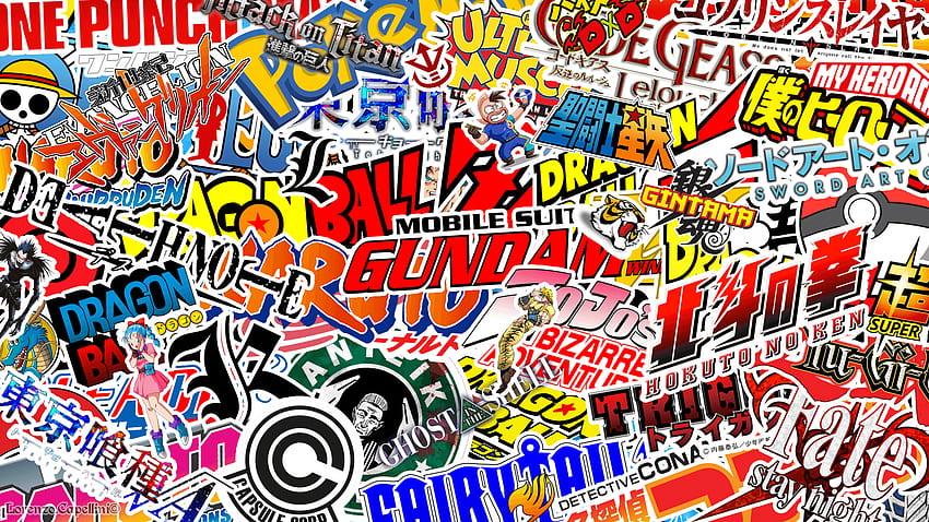 Anime logos sticker bomb style (1920*1080) : Anime, Stickerbomb HD wallpaper