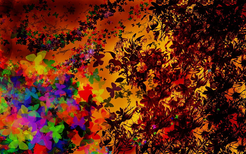 borboletas coloridas, borboletas, colorido, wds, cor, flores papel de parede HD