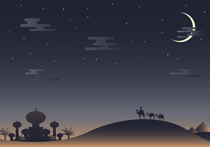 Arabian Nights Vector - Vectores, Prediseñadas, Arabian Desert Night fondo de pantalla