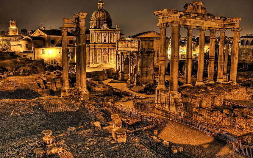 都市, イタリア, 古い, r, 破滅, 廃墟, 古代, 柱, 列 高画質の壁紙