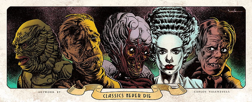 Universal Monsters Bride Frankenstein Loch Poster Screen Print Art 24x36  Mondo  eBay