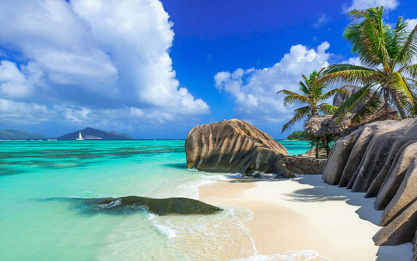Strand auf der Insel Seychellen HD-Hintergrundbild