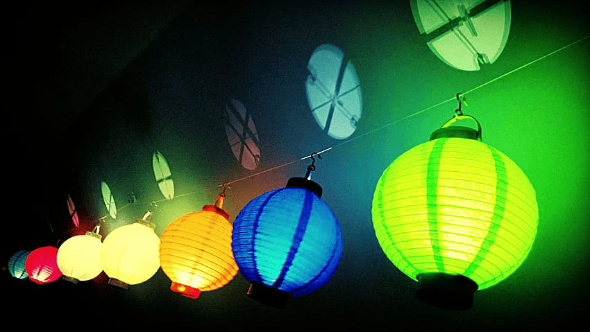 Neon paper lantern HD wallpaper