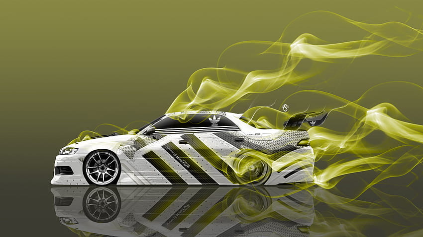 Toyota Mark2 JZX90 JDM Adidas Aerography Smoke Car 2014, Draw Drift Cars HD wallpaper