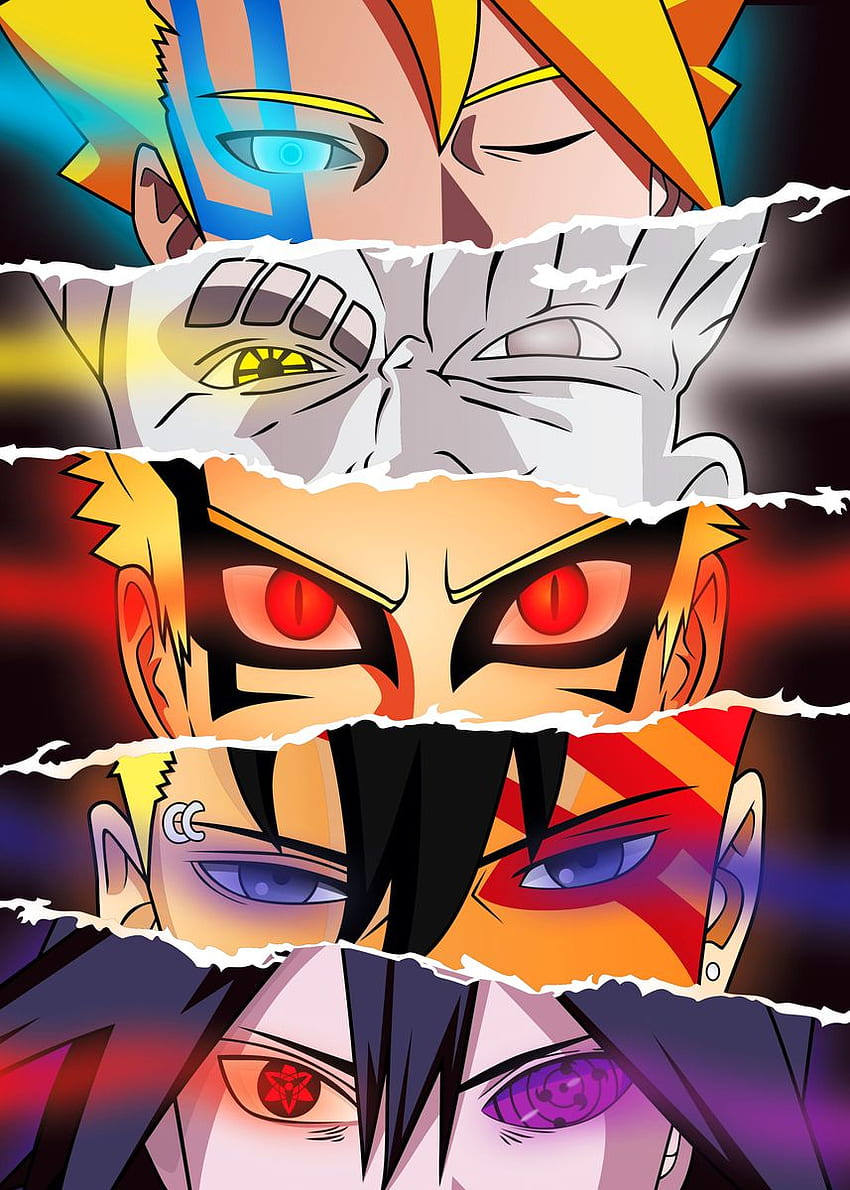 โปสเตอร์ Naruto Eyes Baryon Mode ' โดย Black Hole Art, Naruto Barron Mode วอลล์เปเปอร์โทรศัพท์ HD