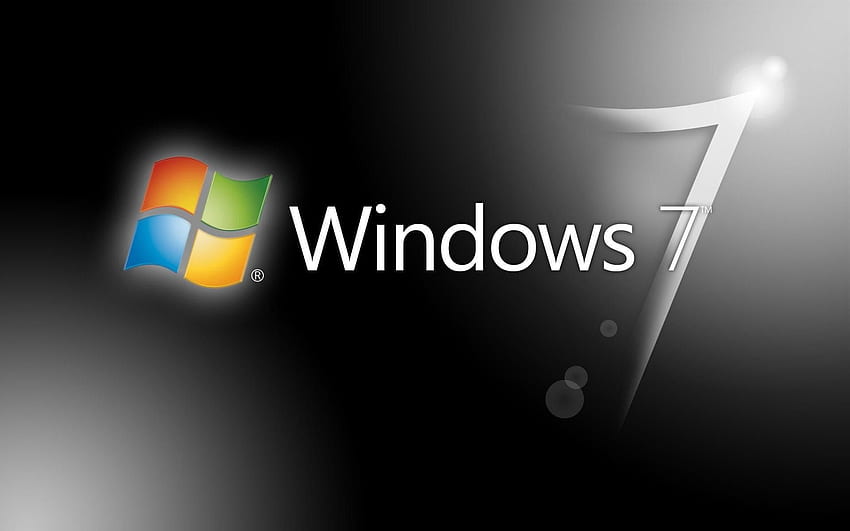 黒い背景に Windows 7 のロゴ 高画質の壁紙