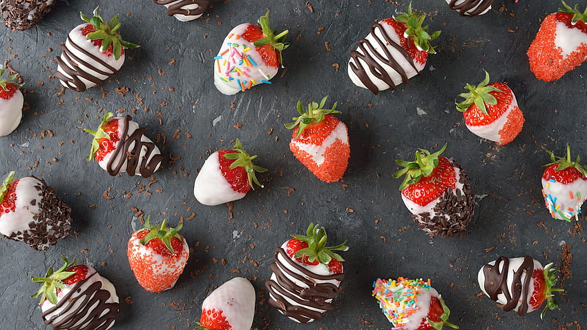 Chocolate Strawberry Food confectionery Gray HD wallpaper