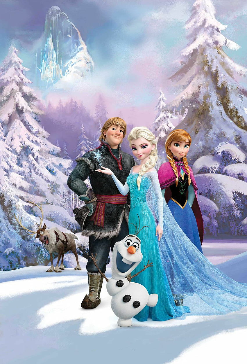 Disney Frozen Mural Anna Elsa Sven Olaf Kids - Frozen Anna Elsa Olaf - & Фон HD тапет за телефон