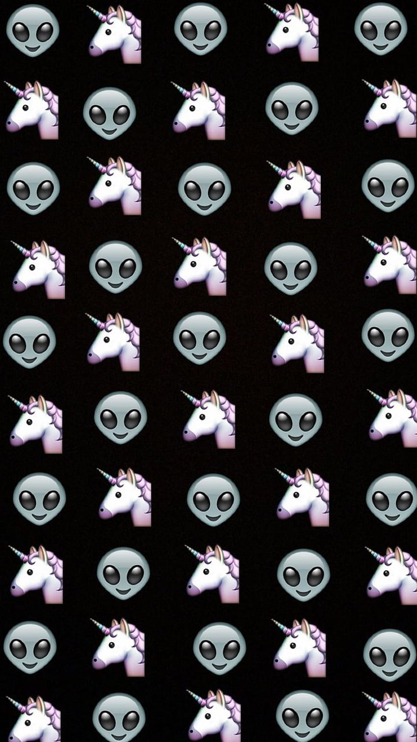 Unicorn, , Dan Alien - Latar Belakang Hitam Emoji Unicorn - wallpaper ponsel HD