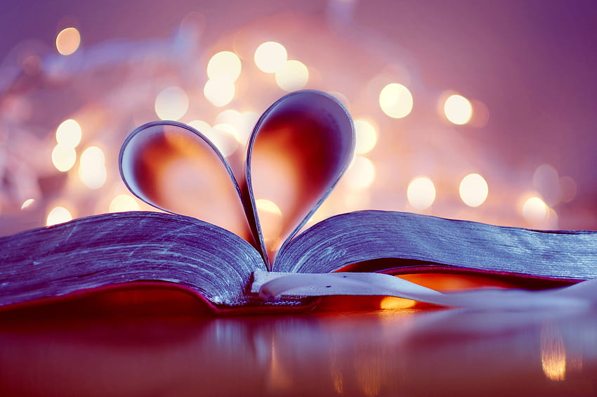Cinta, Hati, Buku, Bokeh, Boquet, Halaman, Halaman, Bookmark Wallpaper HD