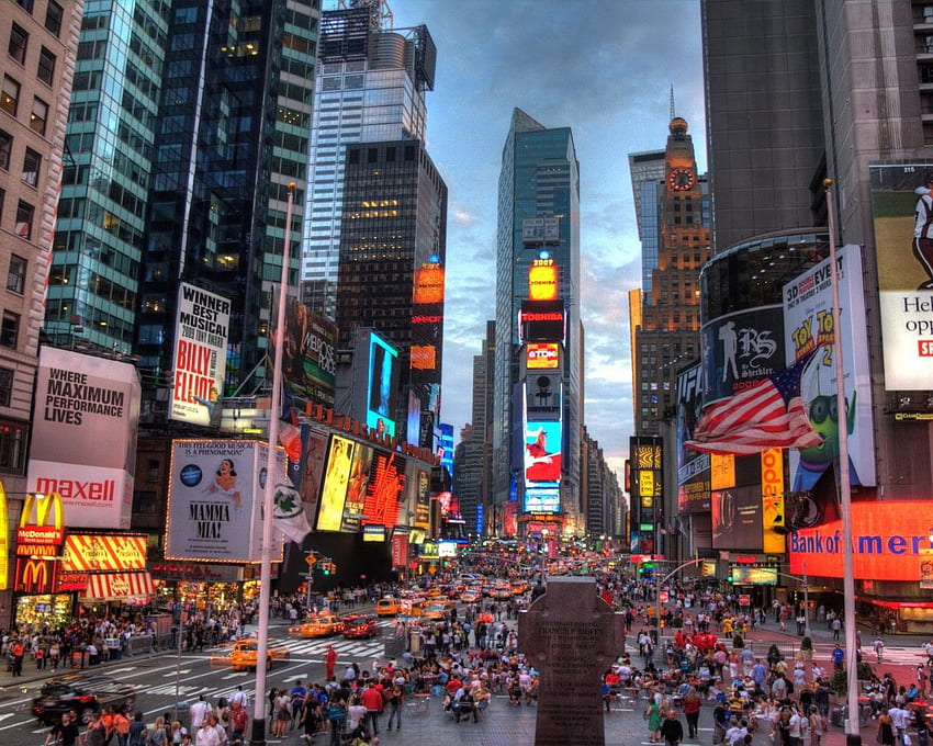 Times Square New York Usa Ville Villes Neon G, Times Square Neige Fond d'écran HD