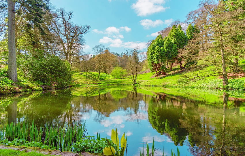 Слънцето, пейзаж, езеро, отражение - пейзаж в Обединеното кралство HD тапет