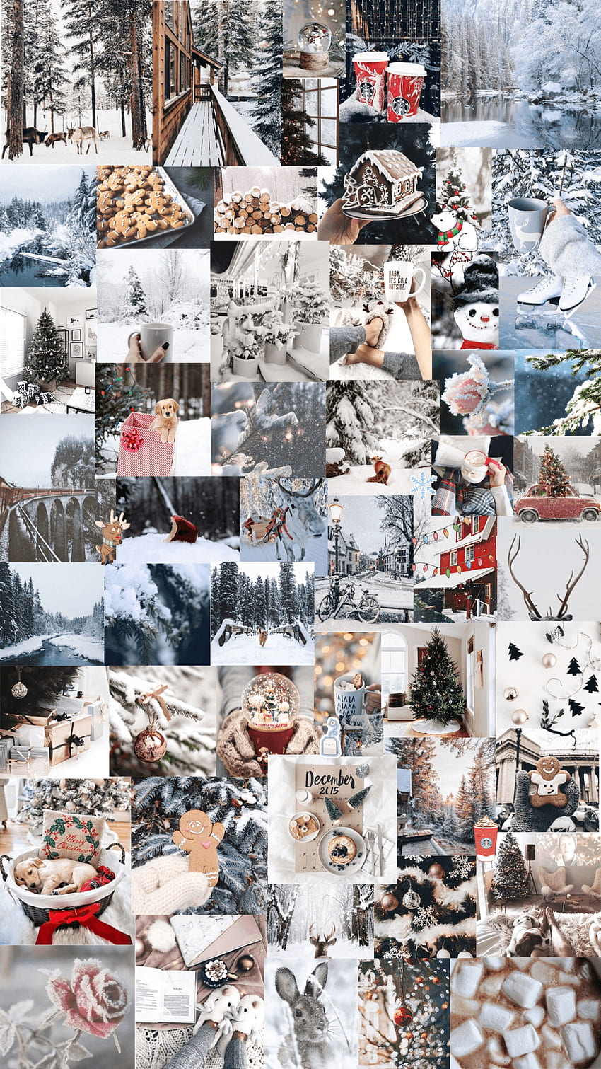 Winterästhetische Collage, Dezember-Ästhetik HD-Handy-Hintergrundbild