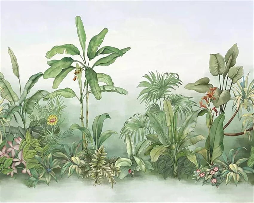 กำหนดเองมือวาดใบดอกไม้พืชป่าฝนจิตรกรรมฝาผนังสัตว์พรมตกแต่งบ้านพื้นหลัง 3D . - AliExpress พืชป่า วอลล์เปเปอร์ HD