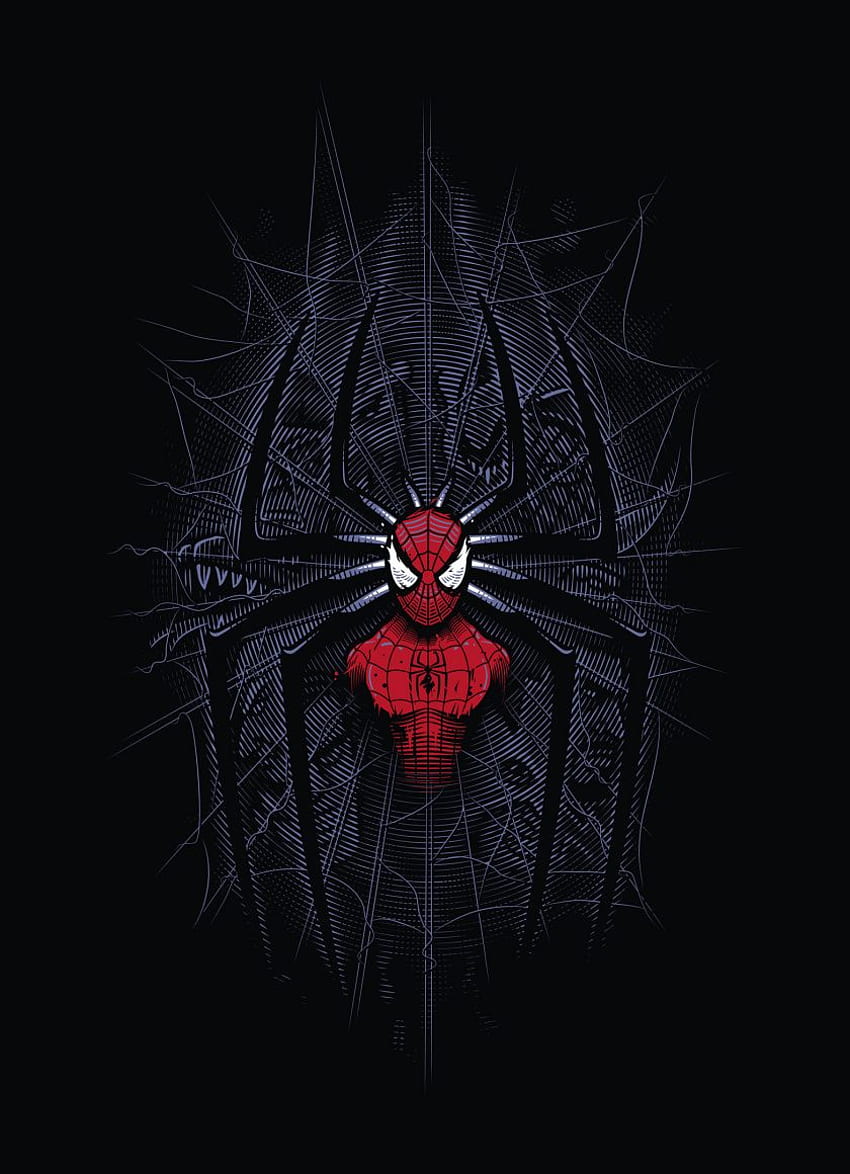 Spider Man, scuro, minimalista, digitale, arte digitale Sfondo del telefono HD