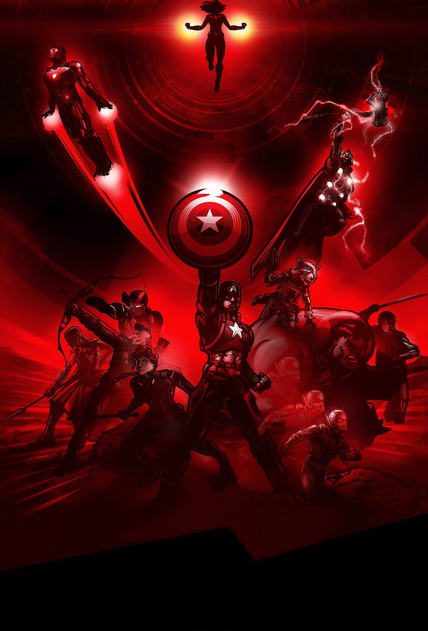Avengers: Endgame, superbohaterowie Marvela, czerwony Tapeta na telefon HD
