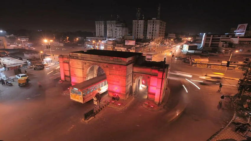 Ahmedabad City Map of Gujarat, India - Neon