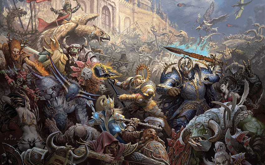 Fantasy mage war castles warhammer chaos elves dwarfs battles orcs artwork siege ., High Elf HD wallpaper