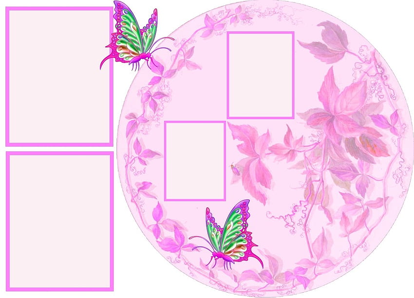 Halaman Scrapbook, kotak, kupu-kupu, kotak teks, merah muda, halus, mungil Wallpaper HD