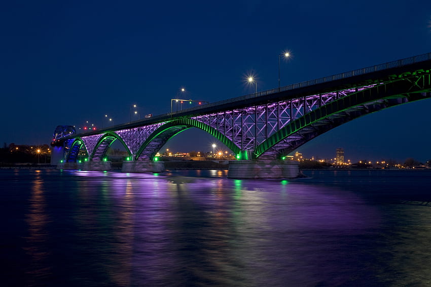 Miasta, noc, miasto, światła, most, r, zatoka, most pokoju, most pokoju Tapeta HD