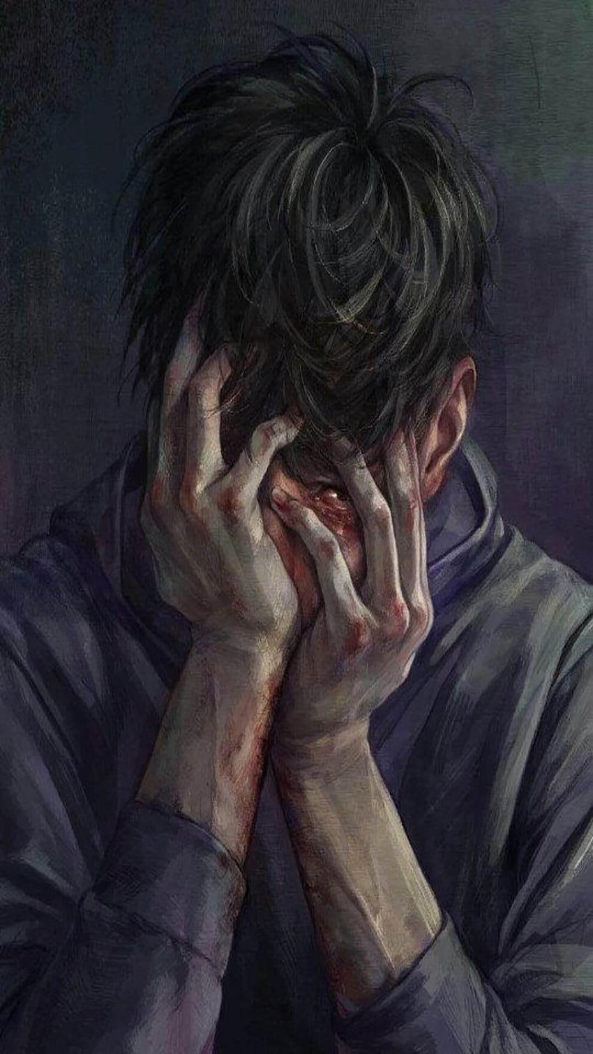 Trauriger Anime-Junge, trauriger weinender Anime-Junge HD-Handy-Hintergrundbild