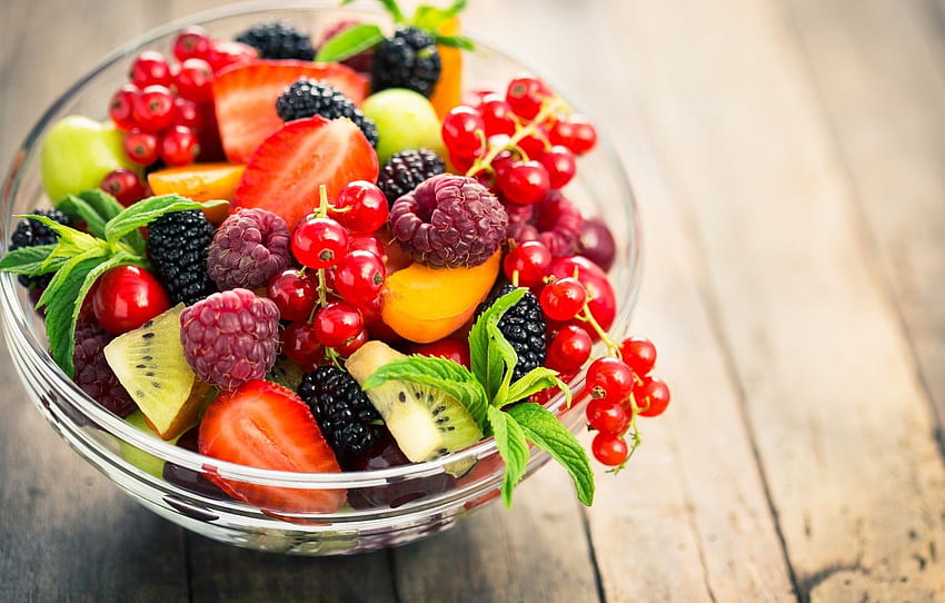 berries, raspberry, strawberry, fruit, currants, salad, dessert, fruit salad for , section еда, Fresh Salad HD wallpaper