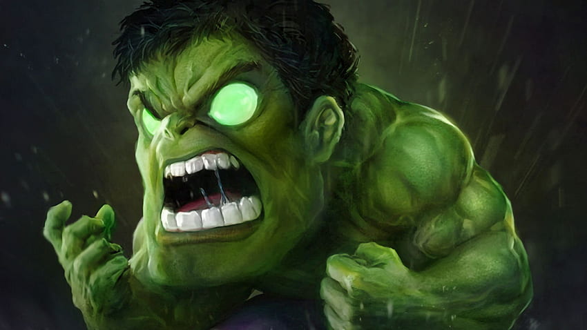 Piccolo laptop Angry Hulk pieno Sfondo HD