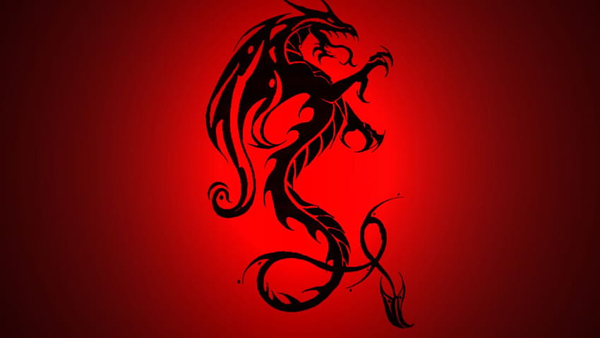 Black and Red Dragon Logo, Welsh Dragon HD wallpaper