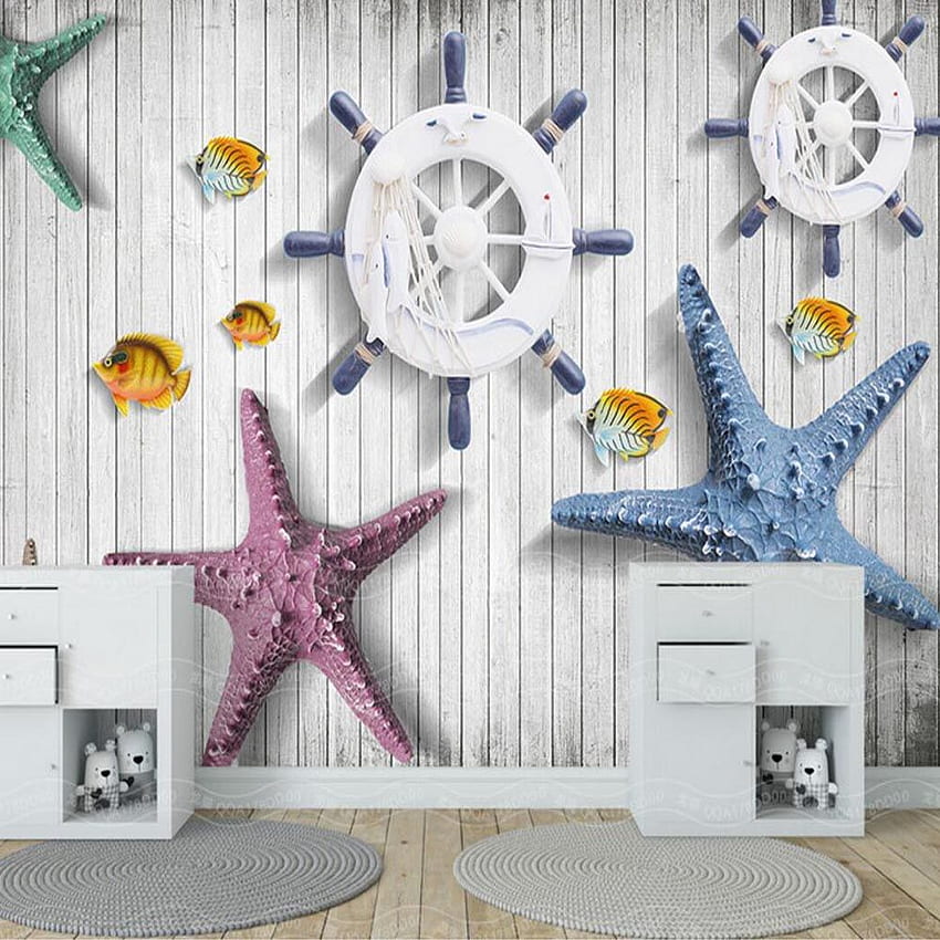 US $9.99 50% OFF. 3D Mural The Mediterranean Style Starfish Murals For Living Room Home Office Wall Decor Custom Size Landscape In HD phone wallpaper
