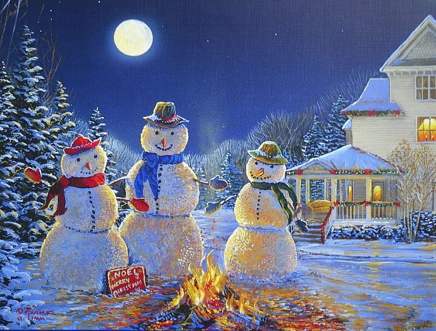 Malam natal, malam, selamat natal, warna, indah, indah, lukisan, natal, kemegahan, indah Wallpaper HD
