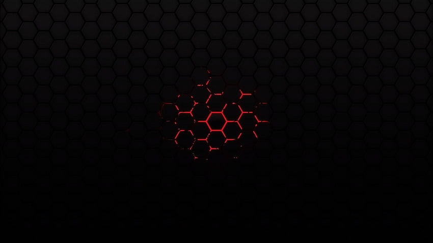 Black background hexagon red HD wallpaper