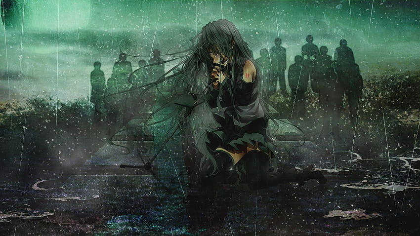Rain, Anime Girl, Hatsune Miku, , , Background, 6e1f72 HD wallpaper