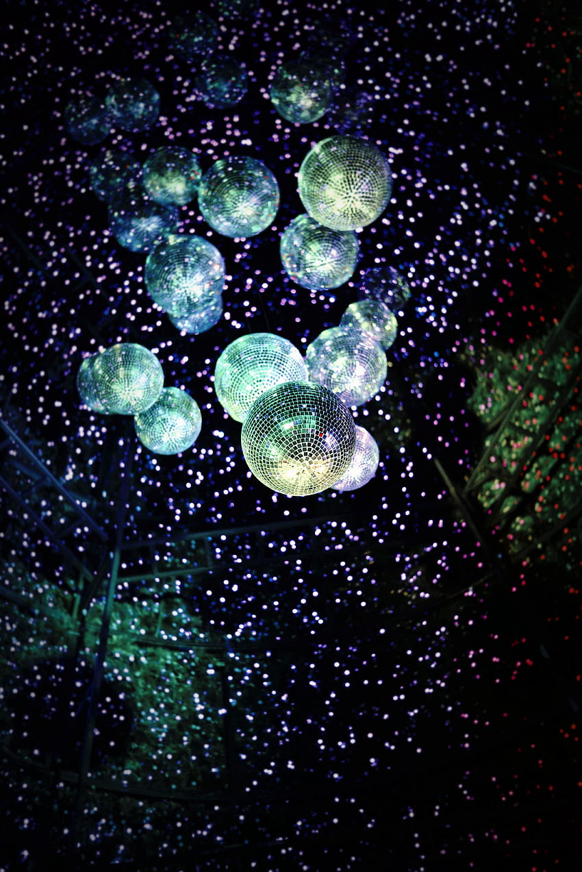 Disco ball, glitter, party lights, dark HD phone wallpaper