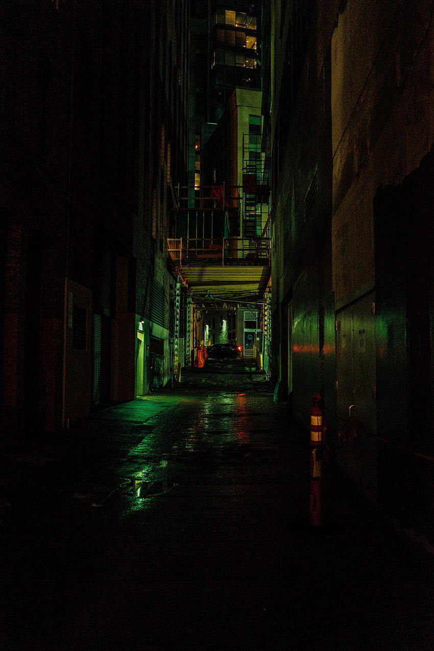 Night, Building, Dark, Street, Lane HD phone wallpaper