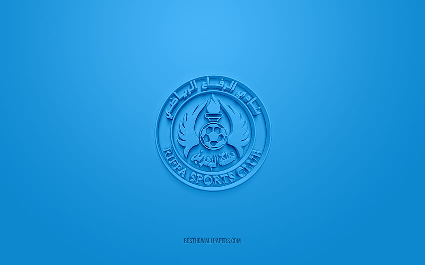 Al-Riffa SC, creative 3D logo, blue background, Bahraini Premier League, 3d emblem, QSL, Bahraini Football Club, Riffa, Bahrain, 3d art, football, Al-Riffa SC 3d logo HD wallpaper