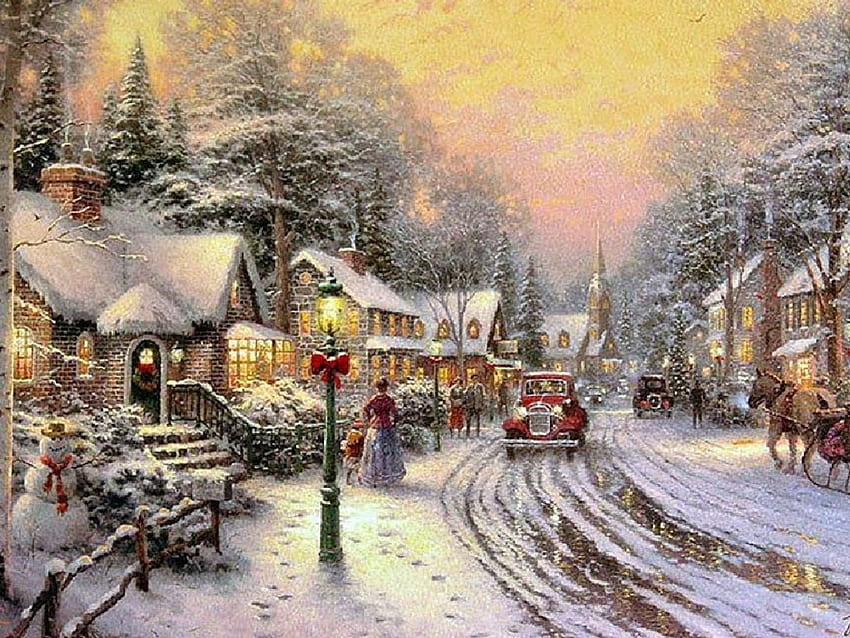 vintage Boże Narodzenie, zima, retro, vintage, Boże Narodzenie Tapeta HD