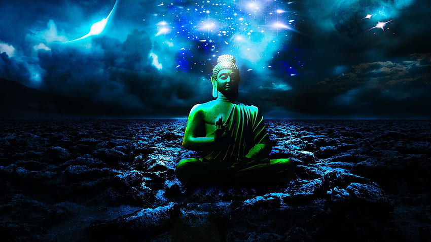 HD wallpaper digital art Buddha Buddhism meditation glowing fire  sitting  Wallpaper Flare