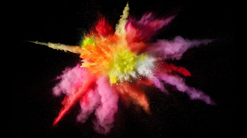 Explosionen, Schwarzer Hintergrund, Farbe, Pulver. Moka HD-Hintergrundbild