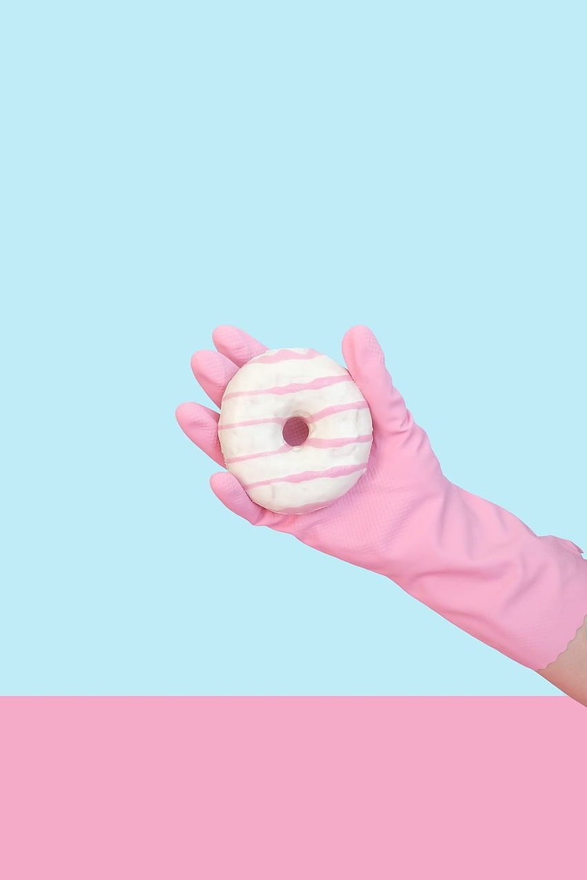person holding doughnut with cream – Pink, Pink Donut HD phone wallpaper