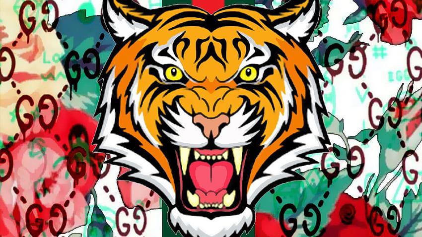 Ядосано тигрово лице с жълти очи Gucci Tiger. HD тапет