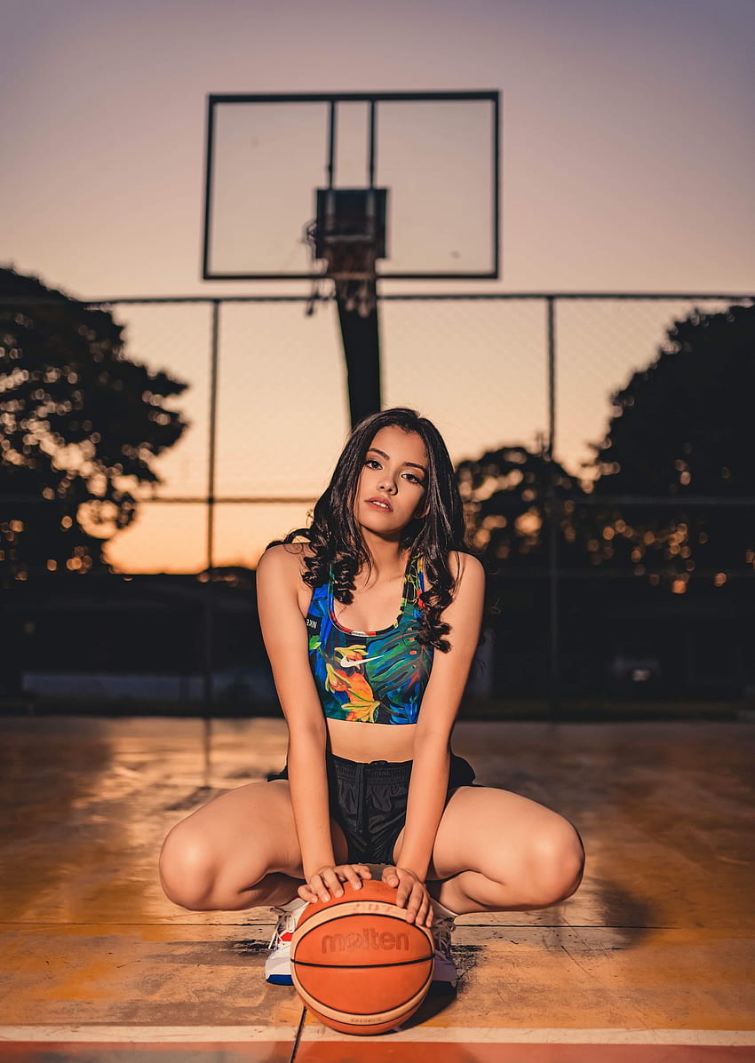 Basketball, girl model, brunette HD phone wallpaper