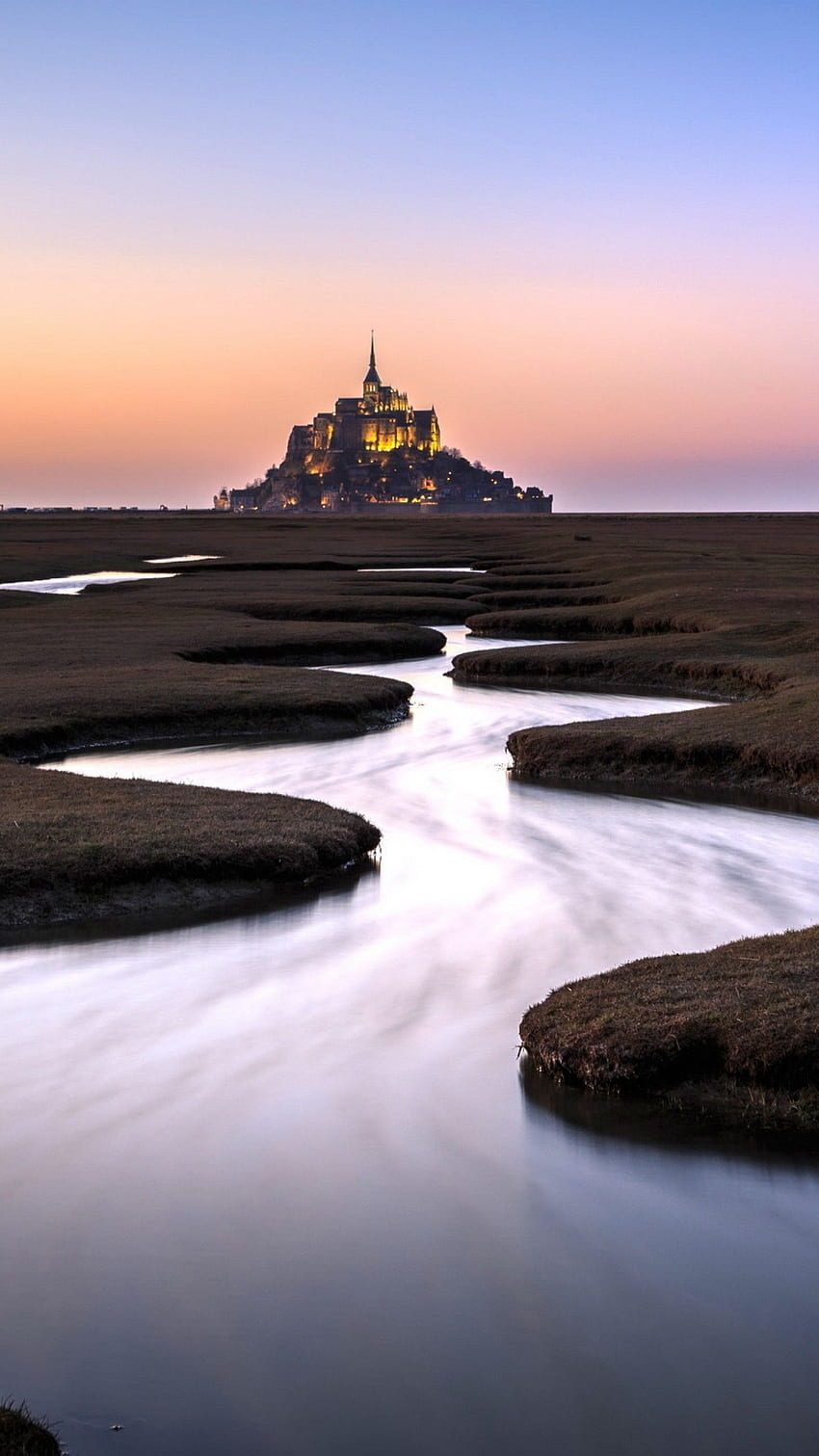Mont Saint Michel, Francja, Zachód Słońca, Świat / Najpopularniejszy,. Dla iPhone'a, Androida, telefonu komórkowego i Mont-Saint-Michel Tapeta na telefon HD